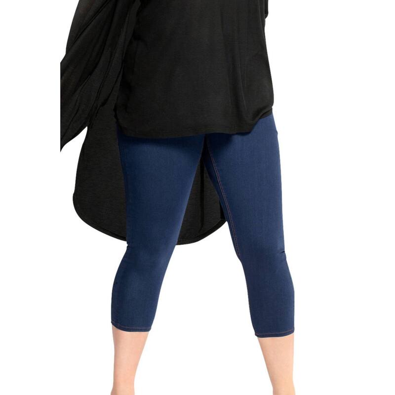Ellos レディース ボトムス 心地好いズボン下 つけ加える大きさ 旗がしら ellos Plusize Mid-Rise Stretch Capri Jegging Indigo インディゴ