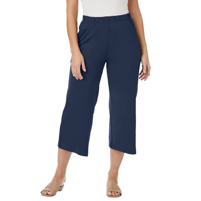 ジェシカロンドン レディース ボトムス カジュアルパンツ プラスサイズ Jessica London Women's Plusize Soft Ease Wide Crop Navy ネイビー