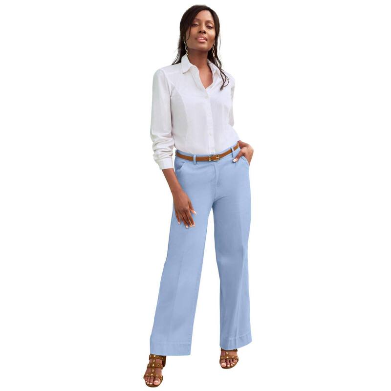 ジェシカロンドン レディース ボトムス カジュアルパンツ プラスサイズ コットン Jessica London Women's Plusize Stretch Cotton Chino Wide-Leg Trouser Azure Mist