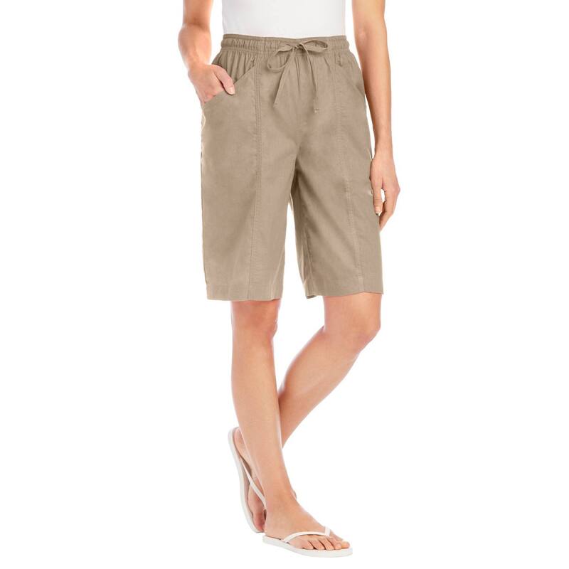 ウーマン ウィズイン レディース ボトムス ハーフパンツ・ショーツ プラスサイズ Woman Within Plusize Boardwalk Front Seam Short New Khaki カーキ 9,610円
