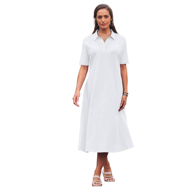 ジェシカロンドン レディース トップス ワンピース プラスサイズ ミディ Jessica London Women's Plusize Notch Neck Midi Dress White ホワイト