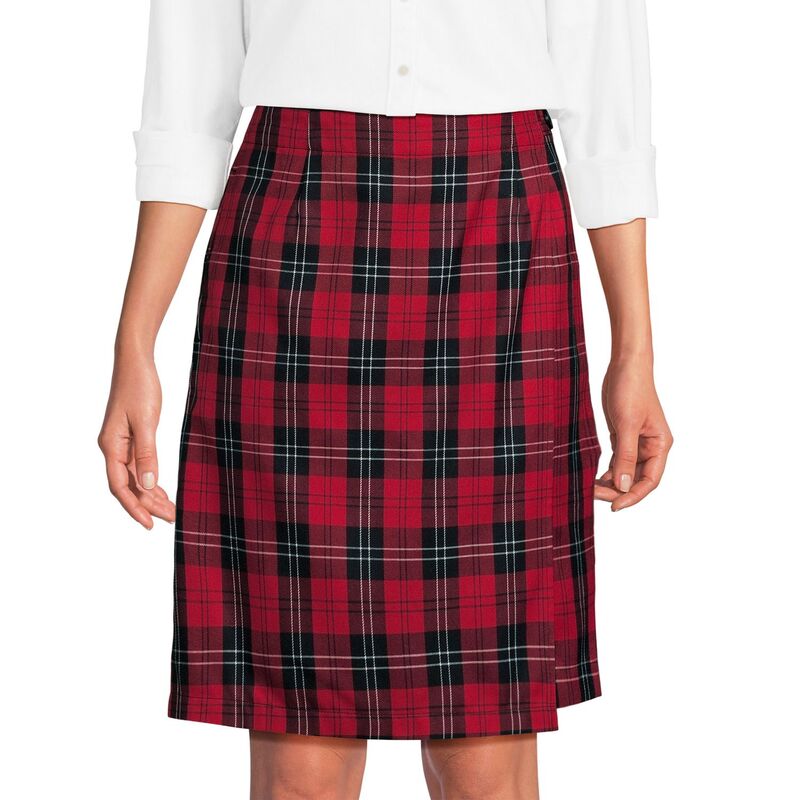 ランズエンド レディース ボトムスカート A ライン Women's Lands' End Plaid A Line Skort Red Black Plaid ブラック