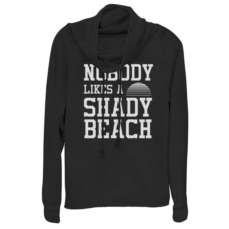 アンブランデッド レディース トップス ティーシャツ グラフィック Unbranded Juniors\u0027 Nobody Likes A Shady Beach Cowlneck Graphic Lightweight Long Sleeve Black 黒いこと レディースファッション-Tシャツ・カットソー