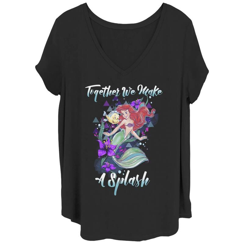 ディズニー レディース トップス Tシャツ プラスサイズ Disney's Little Mermaid Juniors' Plus Tee Black ブラック