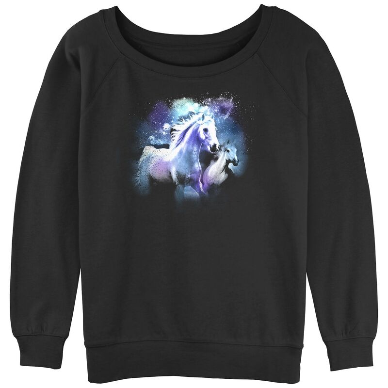 アニメキャラクター レディース トップス Tシャツ スウェット Licensed Character Juniors' Cosmic Horses Paint Slouchy Sweatshirt Black ブラック