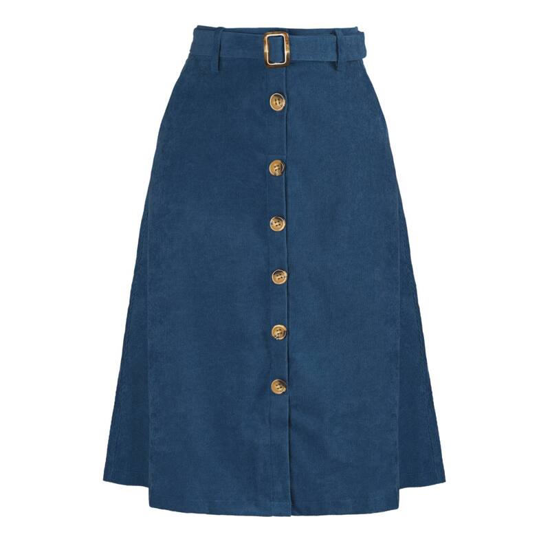 アレグラ ケー レディース 下つ方スコート コール天 A 生産ライン ご機嫌酉の方角 MIDI ALLEGRA K Women\u0027s High Waist Midi Skirts A-Line Button Front Belted Corduroy Skirt Peacock Blue 青味