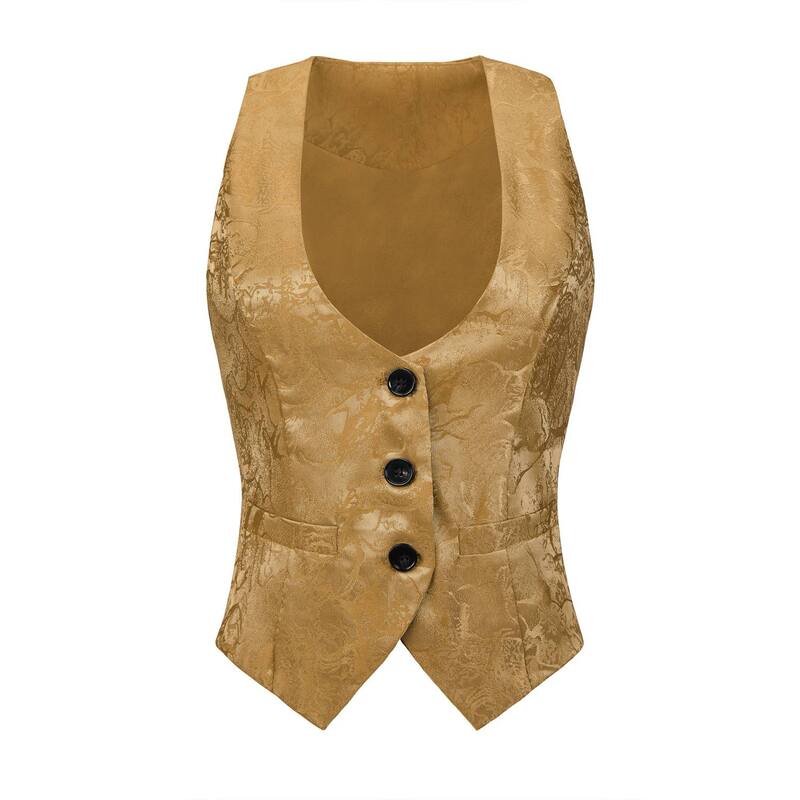 アレグラ ケー レディース アウター ジャケット・ブルゾン ヴィンテージ ベスト ノースリーブ コート ALLEGRA K Women's Vintage Waistcoat Button Up Steampunk Jacquard Sleevelessuit Vest Khaki カーキ 9,865円