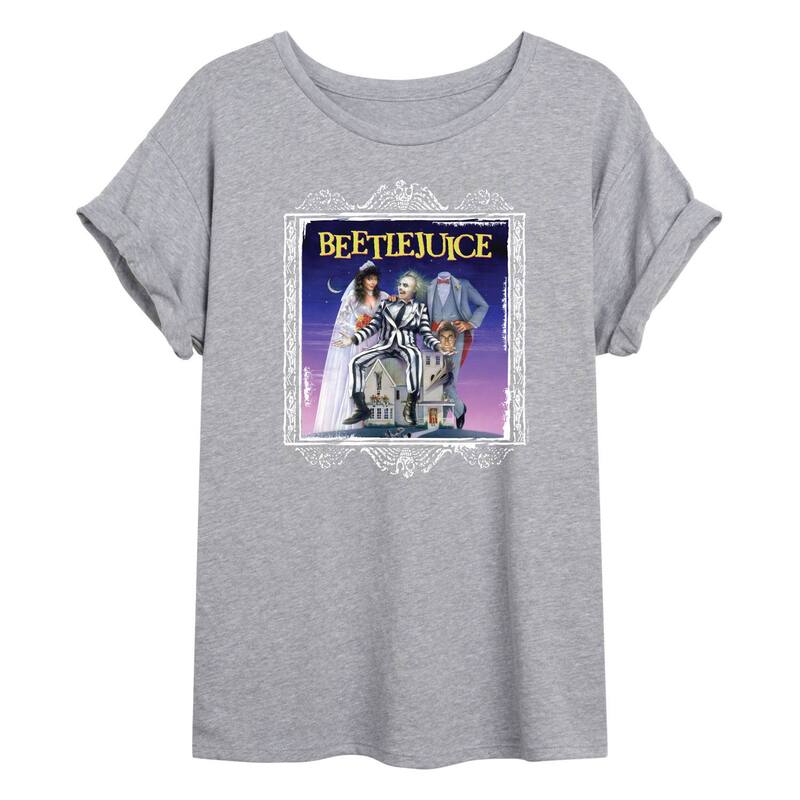 アニメキャラクター レディース トップス Tシャツ Licensed Character Juniors' Beetlejuice Frame Oversized Tee Gray グレー