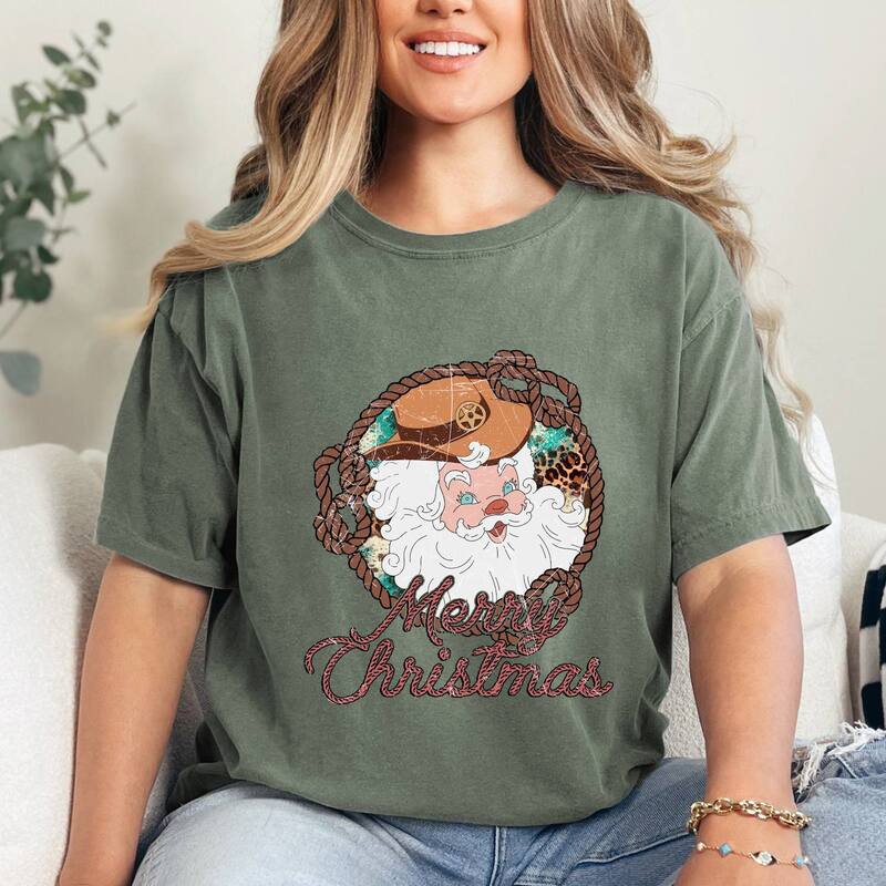 Simply Sage Market レディース トップス ティーシャツ Simply Sage Market Western Santa Garment Dyed Tee Moss サルヴィア レディースファッション-トップス-Tシャツ・カットソー