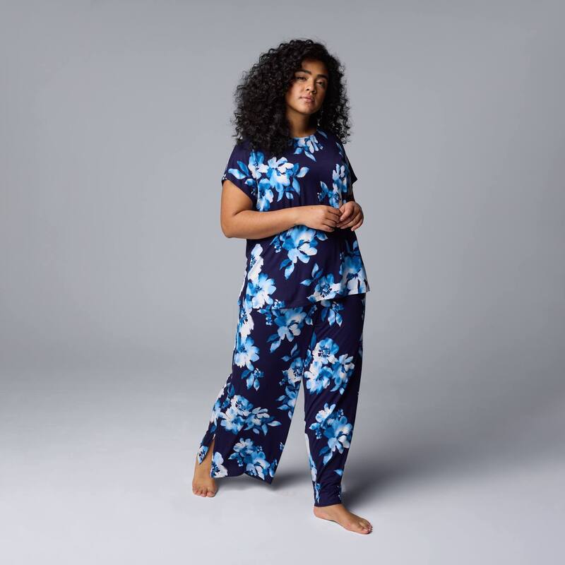 ヴェラウォン レディース アンダーウェア ナイトウェア プラスサイズ パンツ Plusize Simply Vera Wang 2-pc. Short Sleeve Pajama Top & Pajama Pantset Blazer Floral