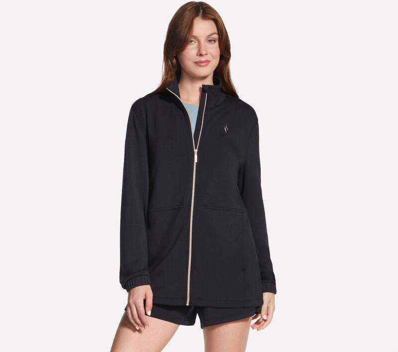 スケッチャーズ レディース アウター 上衣・上衣 Women\u0027skecherskechluxelevate Tunic Jacket Bold Black 黒いこと