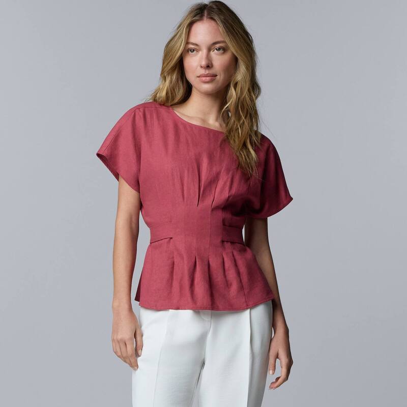 ヴェラウォン レディース トップス シャツ プチ ブラウス Petite Simply Vera Wang Tie Waist Blouse Raspberry Frosting