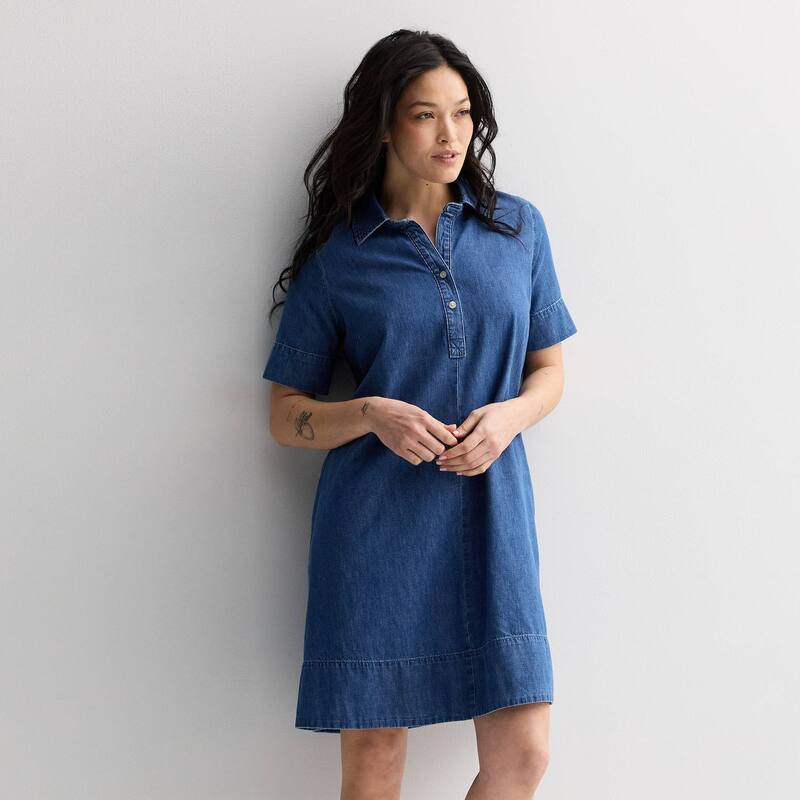 ソノマ レディース トップス ワンピース プチ デニム Petite Sonoma Goods For Life Denim Swing Dress Medium Wash デニム