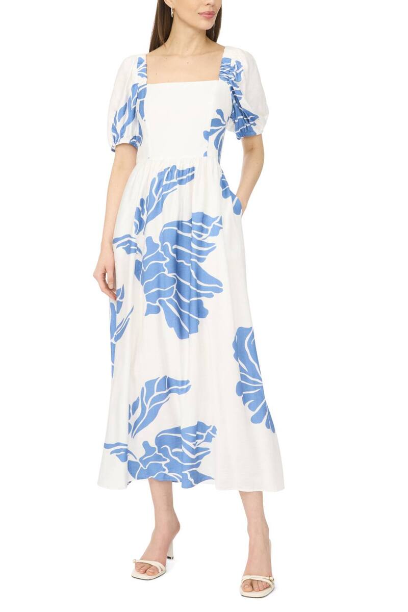 ミスク レディース トップス ワンピース マキシ Women's MSK Square Neck Maxi Dress Federal Blue ブルー｜ReVida 店