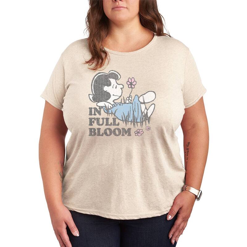 アニメキャラクター レディース トップス Tシャツ プラスサイズ グラフィック Licensed Character Plusize Peanuts In Full Bloom Lucy Graphic Tee Beige ベージュ