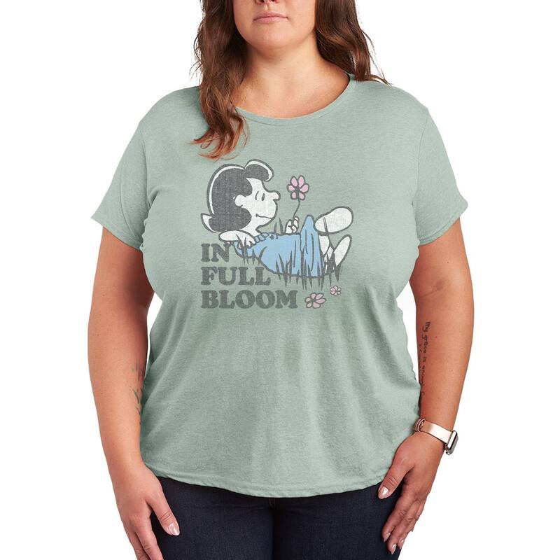 アニメキャラクター レディース トップス Tシャツ プラスサイズ グラフィック Licensed Character Plusize Peanuts In Full Bloom Lucy Graphic Tee Heather Sea Foam ヘザー