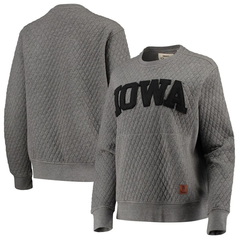 プレスボックス レディース トップス Tシャツ キルティング スウェット Women's Pressbox Heather Charcoal Iowa Hawkeyes Moose Quilted Pullover Sweatshirt Iwa Grey グレー