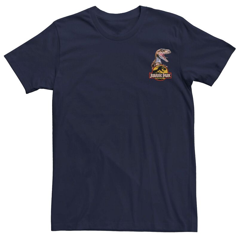 アニメキャラクター レディース トップス Tシャツ ロゴ Licensed Character Men's Jurassic Park Raptor Hold Logo Pocketee Navy ネイビー