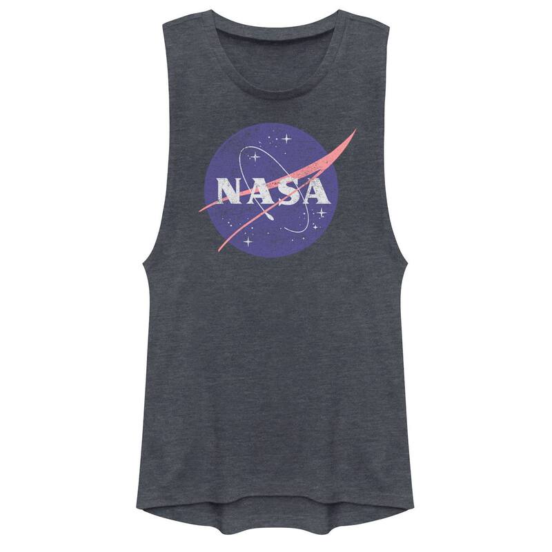アニメキャラクター レディース トップス Tシャツ ロゴ Licensed Character Juniors' NASA Distressed Originalogo Muscle Tank Top Denim Heather ヘザー