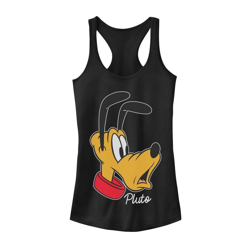 ディズニー レディース トップス Tシャツ Disney's Pluto Juniors' Surprised Face Portraitank Top Black ブラック