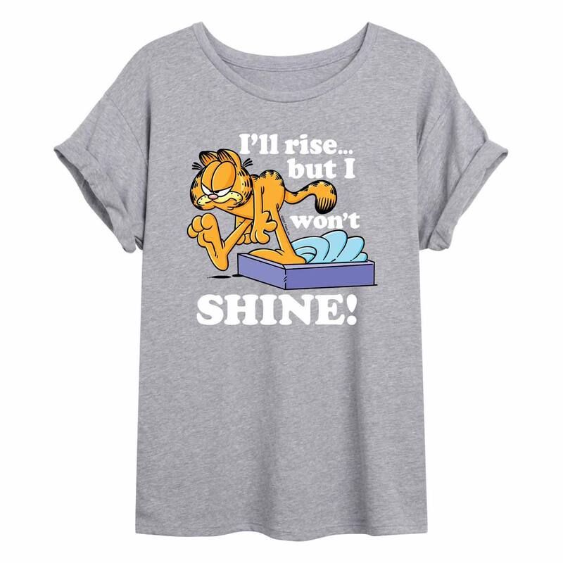アニメキャラクター レディース トップス Tシャツ Licensed Character Juniors' Garfield Wont Shine Oversized Tee Grey グレー