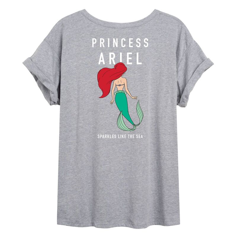 ディズニー レディース トップス Tシャツ Disney Princess Ariel Juniors' Oversized Tee Gray グレー