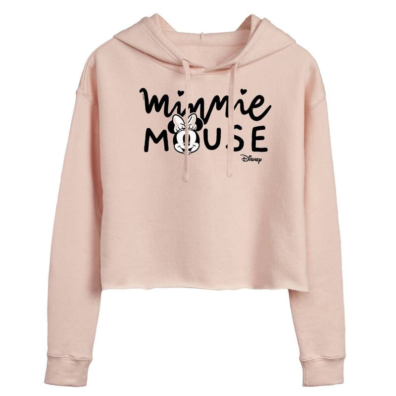 ウォルトディズニー レディース トップス プルオーバー クロップド パーカー グラフィック Disney\u0027s Minnie Mouse Juniors\u0027 Cropped Graphic Hoodie Pink サクラ色