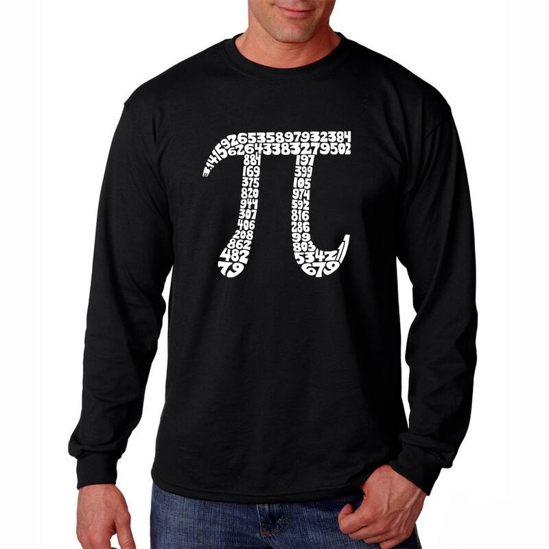 エルエーポップアート レディース トップス Tシャツ LA Pop ArtHE FIRST 100 DIGITS OF PI - Men's Word Art Long Sleeve T-shirt Black ブラック｜ReVida 店