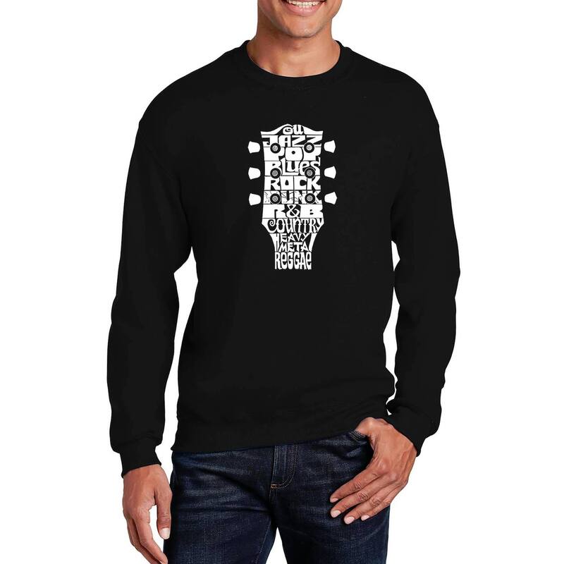 エルエーポップアート レディース トップス Tシャツ クルーネック スウェット LA Pop Art Guitar Head Music Genres - Mens Word Art Crewneck Sweatshirt Black ブラック｜ReVida 店