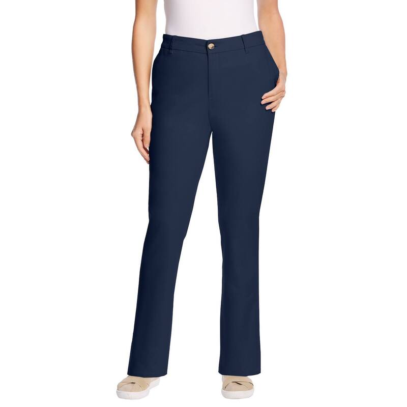 ウーマン ウィズイン レディース ボトムス カジュアルパンツ プラスサイズ Woman Within Plusize Adjustable Waistraight-Leg Chino Navy ネイビー