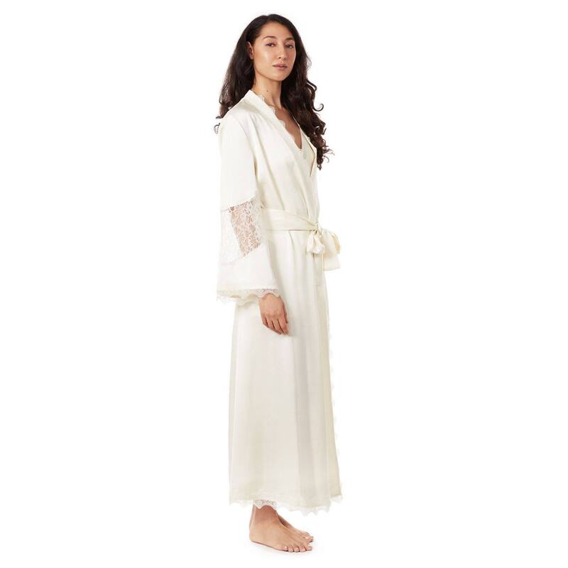 メモイ レディース アンダーお召しもの ナイト爵お召しもの スピード競技 MeMoi Women\u0027s Lace Trimmed Robe Pearl パール