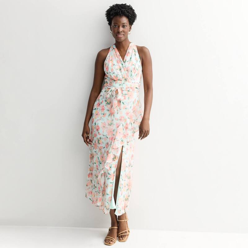 ロンドンタイムス レディース トップス ワンピース マキシ ホルター Women's London Times Halter Maxi Dress with Sash Belt Jade Pink ピンク 14,686円