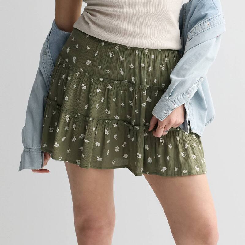 エスオー レディース 下つ方スコート ティアード ミニ Juniors\u0027 SO Multiered Mini Skort Olive Floral オリーブ