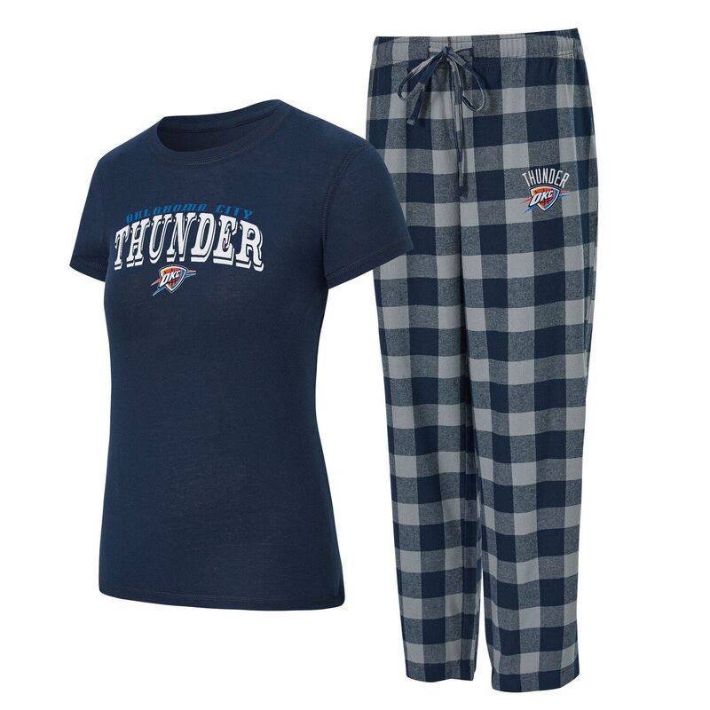 アンブランデッド レディース アンダーウェア ナイトウェア パンツ Tシャツ Unbranded Women's Conceptsport Navy/Gray Oklahoma City Thunder Avondale T-Shirt & Pants Flannel PJ Set Okt Navy ネイビー