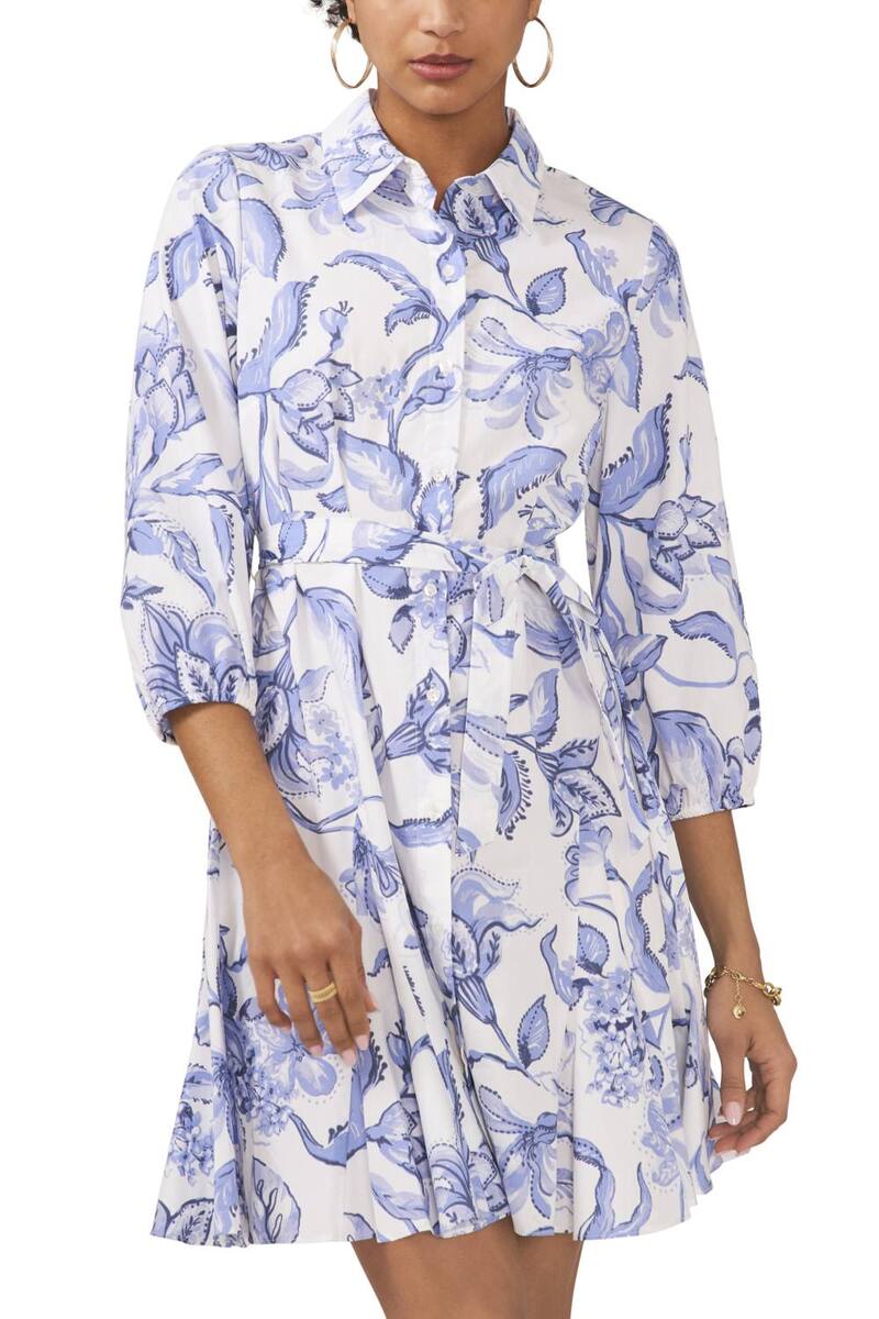 ミスク レディース トップス ワンピース ボタンダウン Women's MSK Collared Button Down Godetie Waist Dress Lucent White ホワイト|ReVida 店