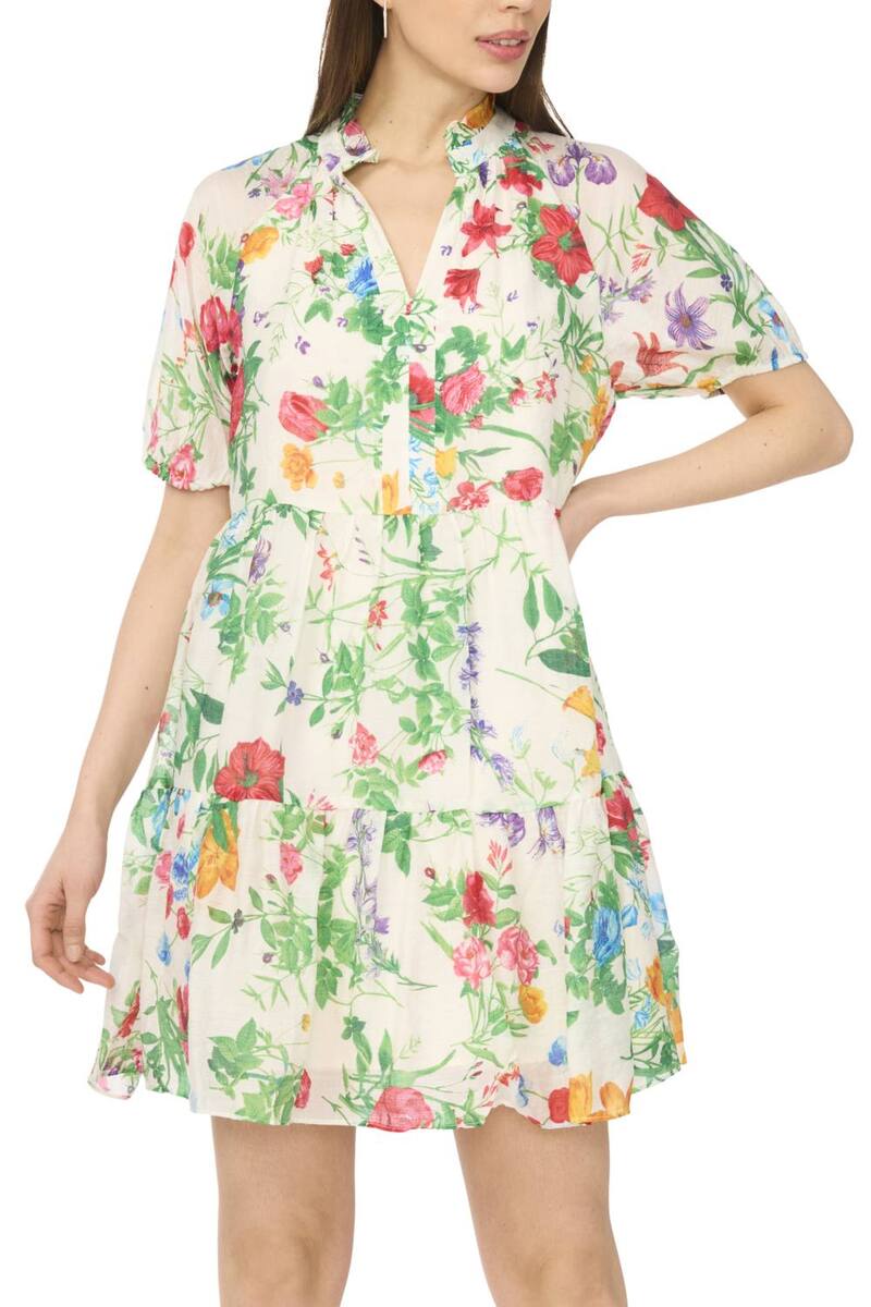 ミスク レディース トップス ワンピース ティアード Women's MSK Short Sleeve Babydoll Tieredress Geranium|ReVida 店
