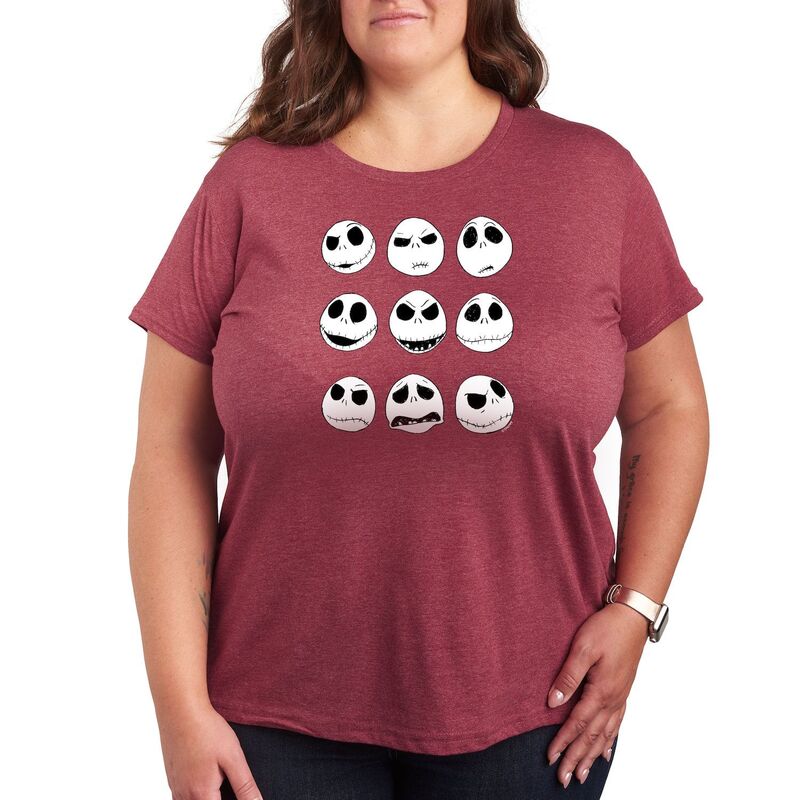 ディズニー レディース トップス Tシャツ プラスサイズ グラフィック Disney's Nightmare Before Christmas Plus Jack Faces Graphic Tee Red レッド