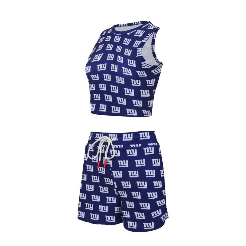 アンブランデッド レディース アンダーウェア ナイトウェア プリント ショートパンツ クロップド Unbranded Women's Conceptsport New York Giants Gauge Allover Print Cropped Tank Top & Shortsleep Set Gia Navy ネイビー