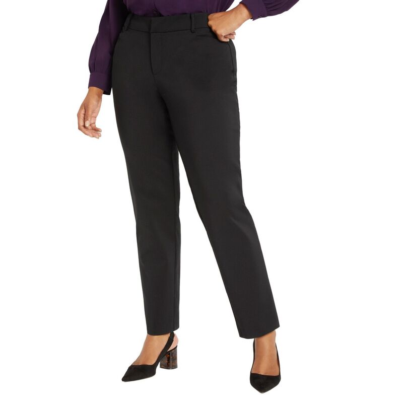エロクイ レディース ボトムス カジュアルパンツ プラスサイズ プチ ELOQUII Women's Plusize Petite Kady Fit Double-Weave Pant Black Onyx ブラック|ReVida 店