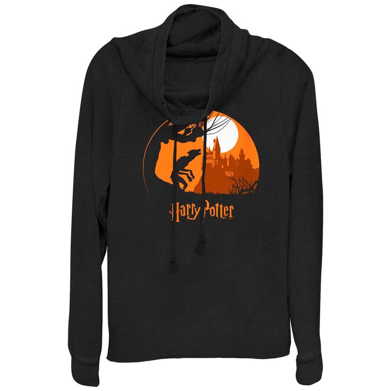 アニメキャラクター レディース トップス Tシャツ グラフィック Licensed Character Juniors' Harry Potter Werewolf Cowlneck Graphic Lightweight Long Sleeve Black ブラック｜ReVida 店