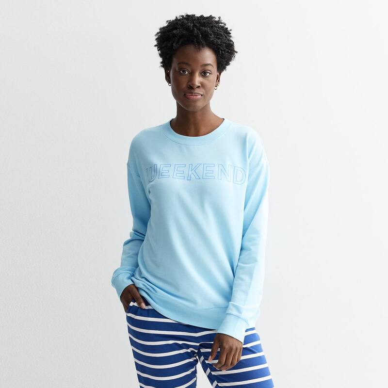 ソノマ レディース アンダーウェア ナイトウェア Women'sonoma Goods For Life Long Sleeve Pajama Top Blue Weekend ブルー