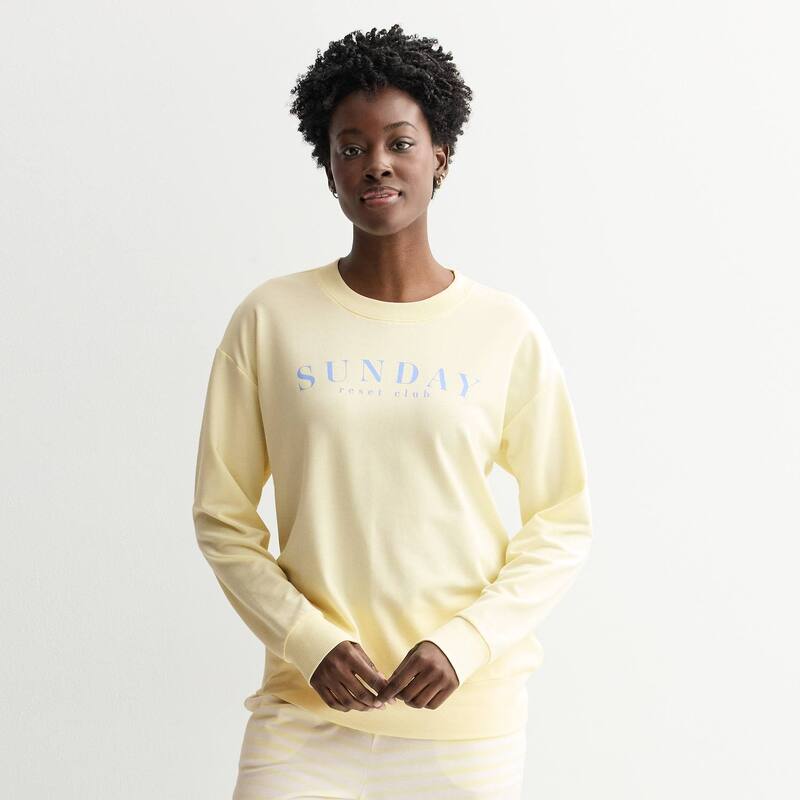 ソノマ レディース アンダーウェア ナイトウェア Women'sonoma Goods For Life Long Sleeve Pajama Top Yellow Sunday イエロー