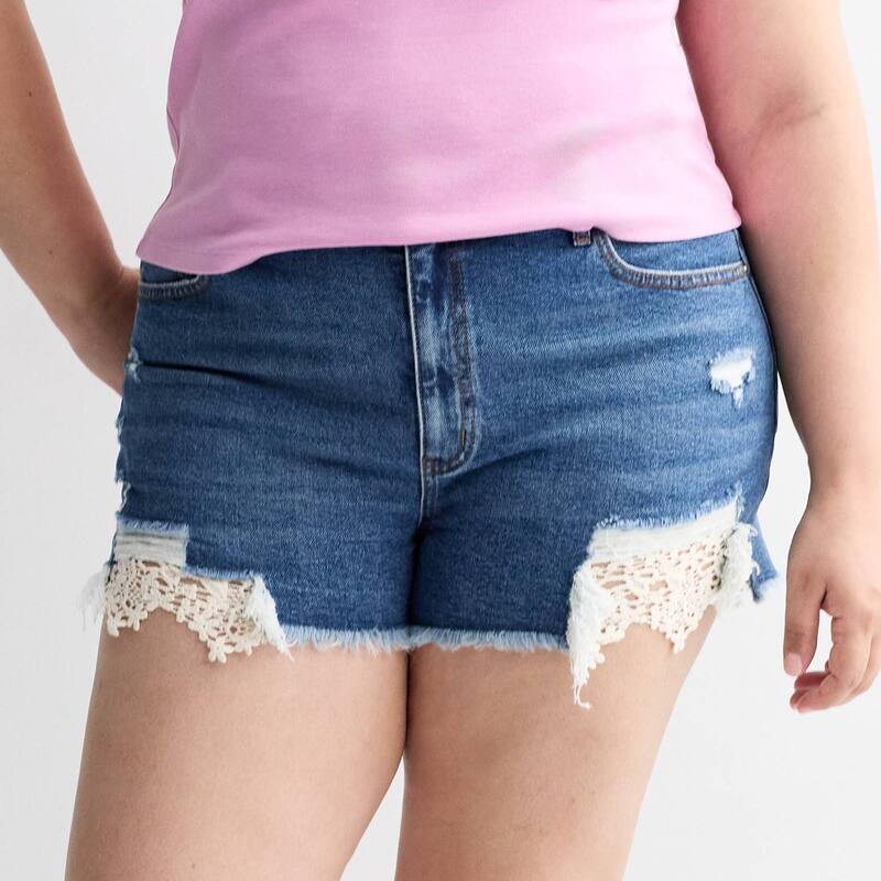 エスオー レディース ボトムス ハーフパンツ・ショーツ プラスサイズ ショートパンツ Juniors Plusize SO High Rise Crochet Shorts Dark