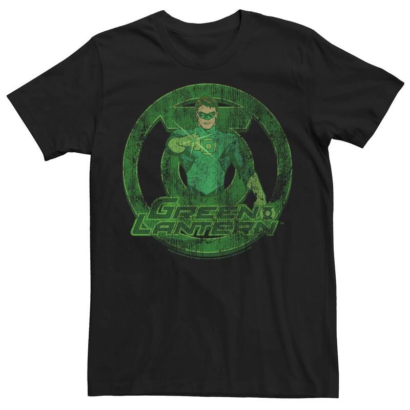 アニメキャラクター レディース トップス Tシャツ ロゴ グラフィック Licensed Character Men's Marvel Green Lantern Distressed Portrait Logo Graphic Tee Black ブラック