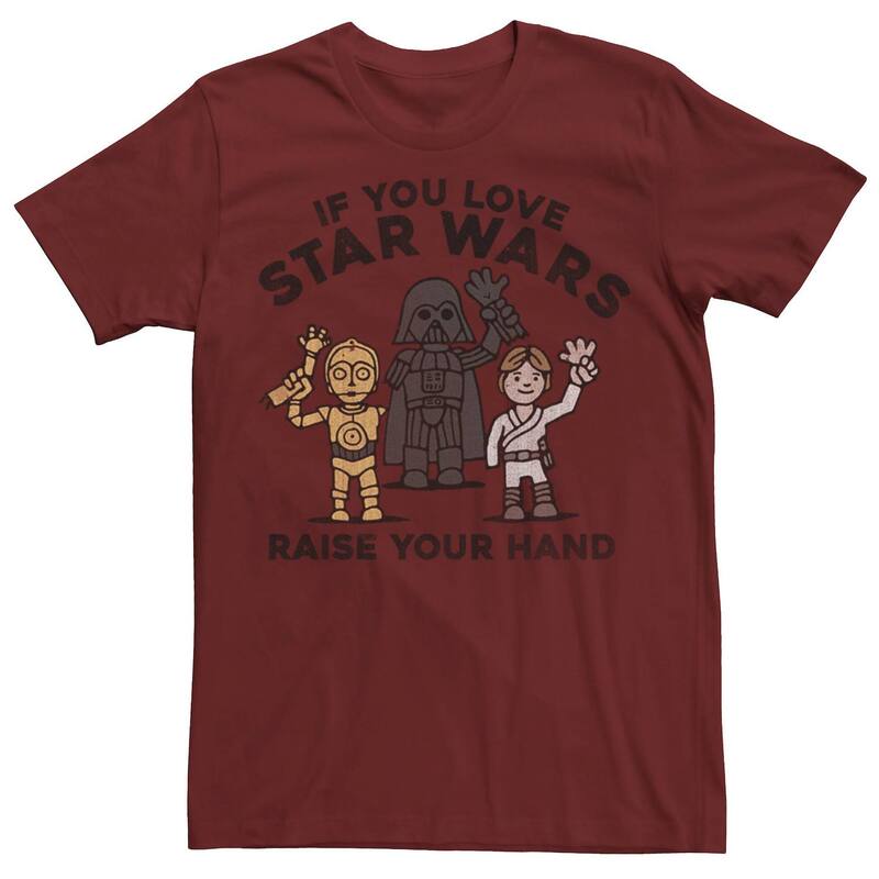 スター ウォーズ レディース トップス Tシャツ Men'star Wars Raise Your Handoodle Sketch Tee Cardinal