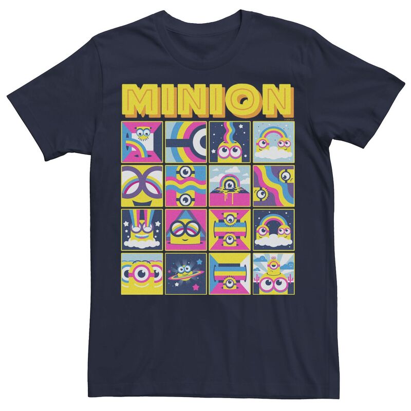 アニメキャラクター レディース トップス Tシャツ ミニ Licensed Character Men's Minions 2 Colorful Portrait PaneTee Navy ネイビー