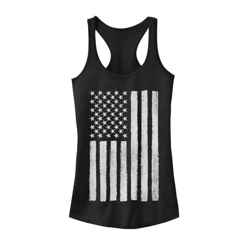 アンブランデッド レディース トップス Tシャツ Unbranded Juniors' Vertical American Flag Tank Top Black ブラック