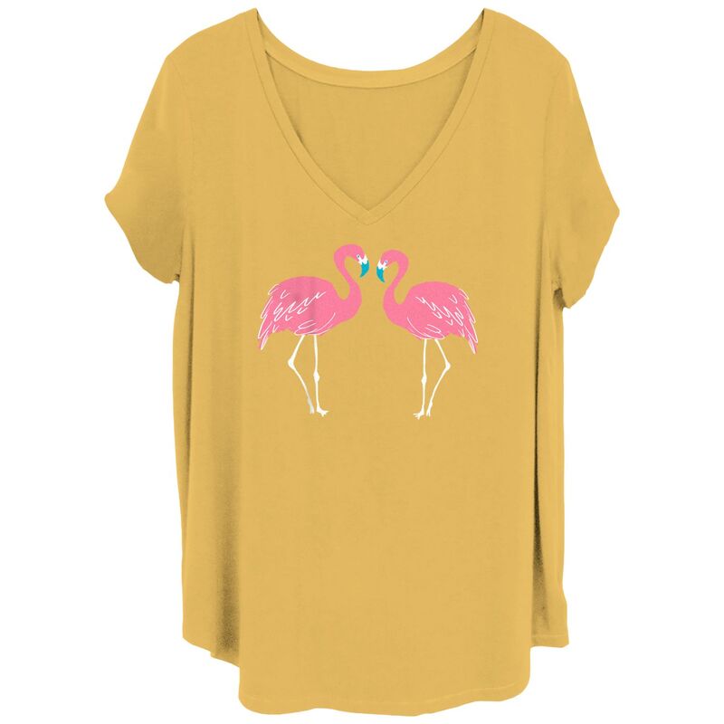 アンブランデッド レディース トップス Tシャツ Unbranded Juniors' Pink Flamingo Sketch Tee Ochre ピンク