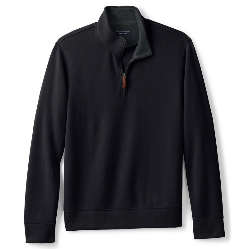 ランズ挙げ句の果て レディース アウター 編み物・プルオーバー 肋材 トール Big \u0026 Tallands\u0027 End Bedford Classic-Fit Ribbed Quarter-Zip Sweater Black 黒いこと ニット・セーター-セーター-レディースファッション