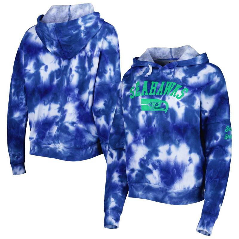 ニューエラ レディース トップス Tシャツ フリース パーカー Women's New Era Royal Seattle Seahawks Cloudye Fleece Pullover Hoodie Sea Blue ブルー